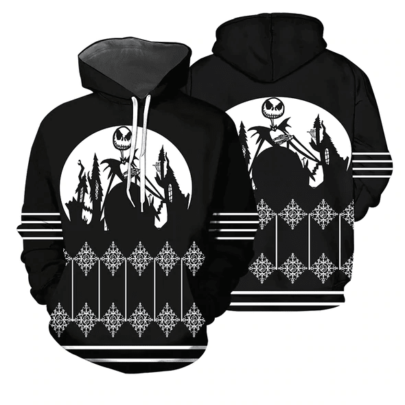 Jack Skellington The Nightmare Before Christmas 141 Cartoon Graphic Outfits Aop Hoodie, Zip Hoodie