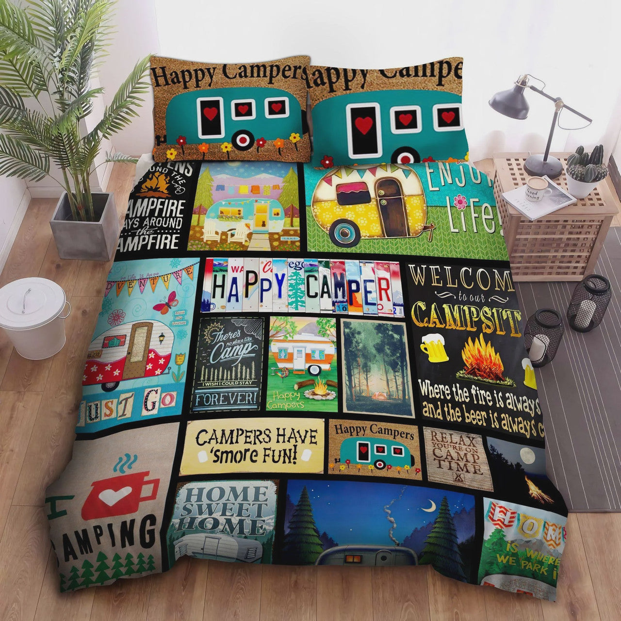 Camping Bedding Set Happy Camper Camping Quotes Duvet Covers