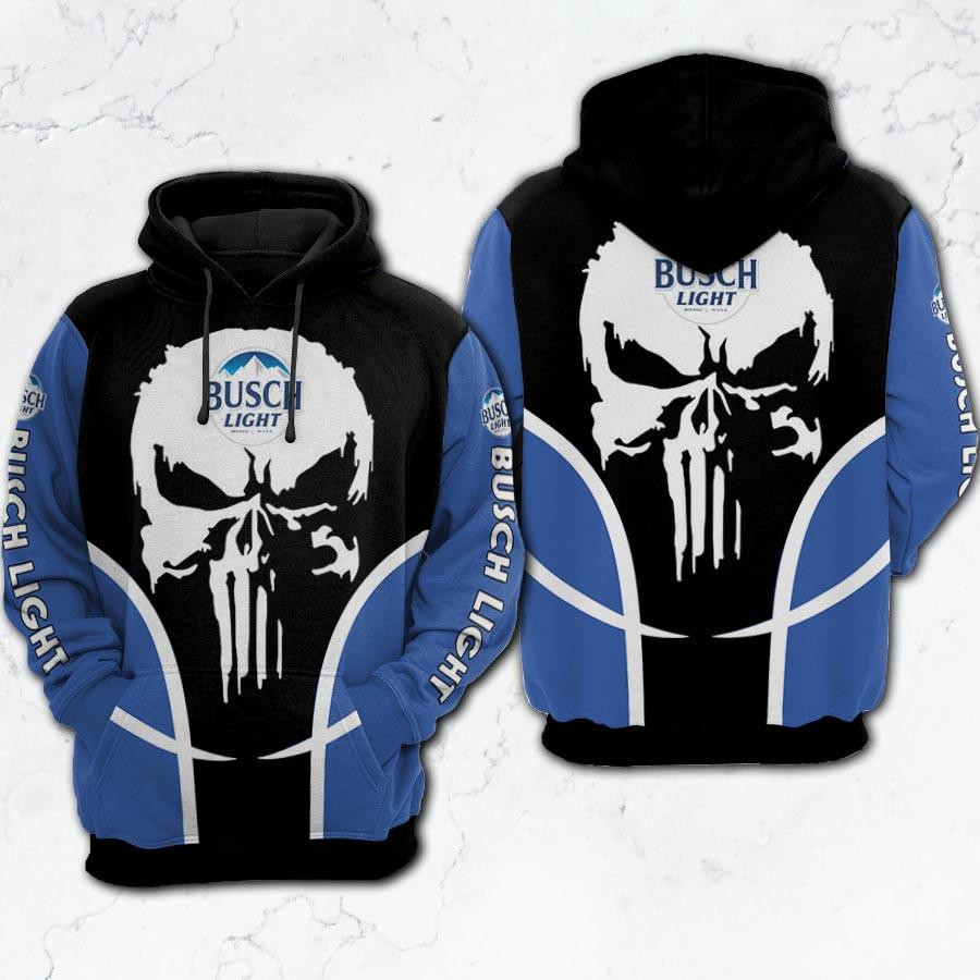 Busch Light Beer Fan Gift, Punisher Skull Busch Light Beer 102 Aop Hoodie, Zip Hoodie, Fleece Jacket