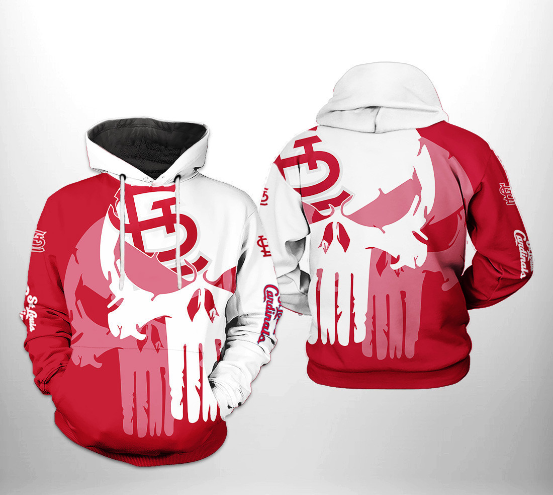 St. Louis Cardinals MLB Team Skull 3D All Over Print Hoodie & Zip Hoodie