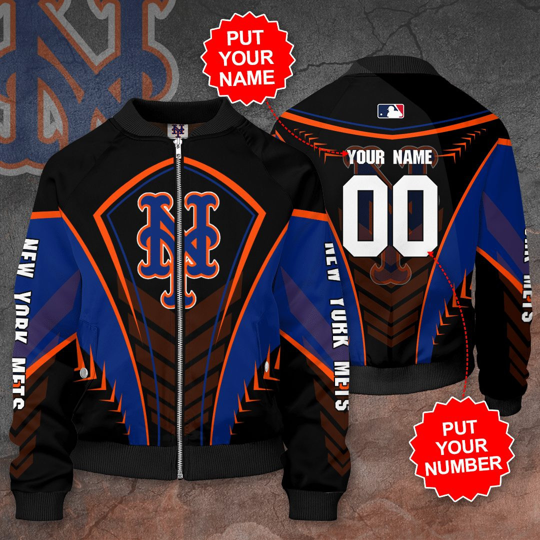 New York Mets Custom Name Number Bomber Jacket V7
