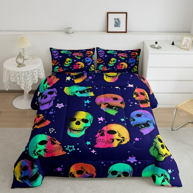 Skull Bedding Set Gothic Skeleton Pattern Duvet Covers