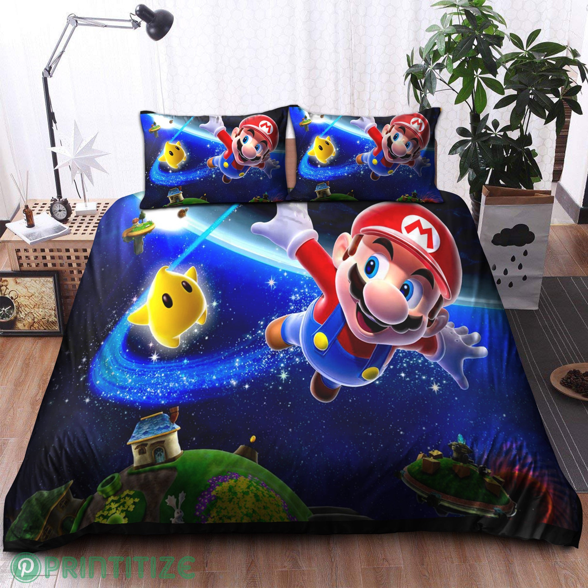 Mario Bedding Set Mario Galaxy Flying With Luma Duvet Covers