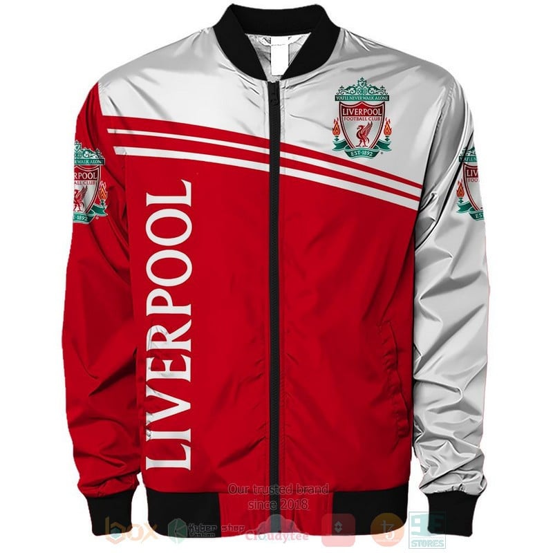 Liverpool FC Red White Bomber Jacket V3