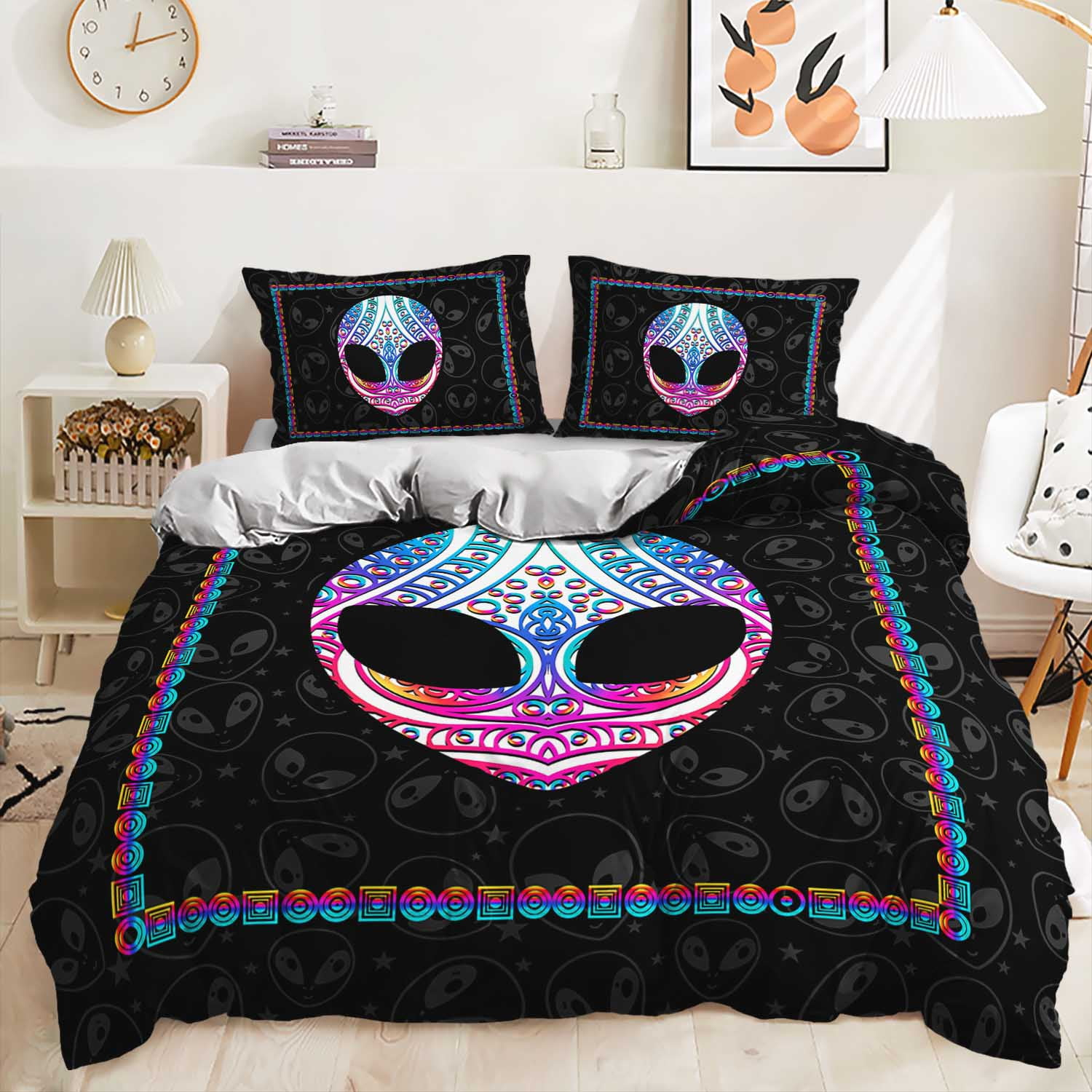 Alien Bedding Set Alien In Mandala Style Duvet Covers