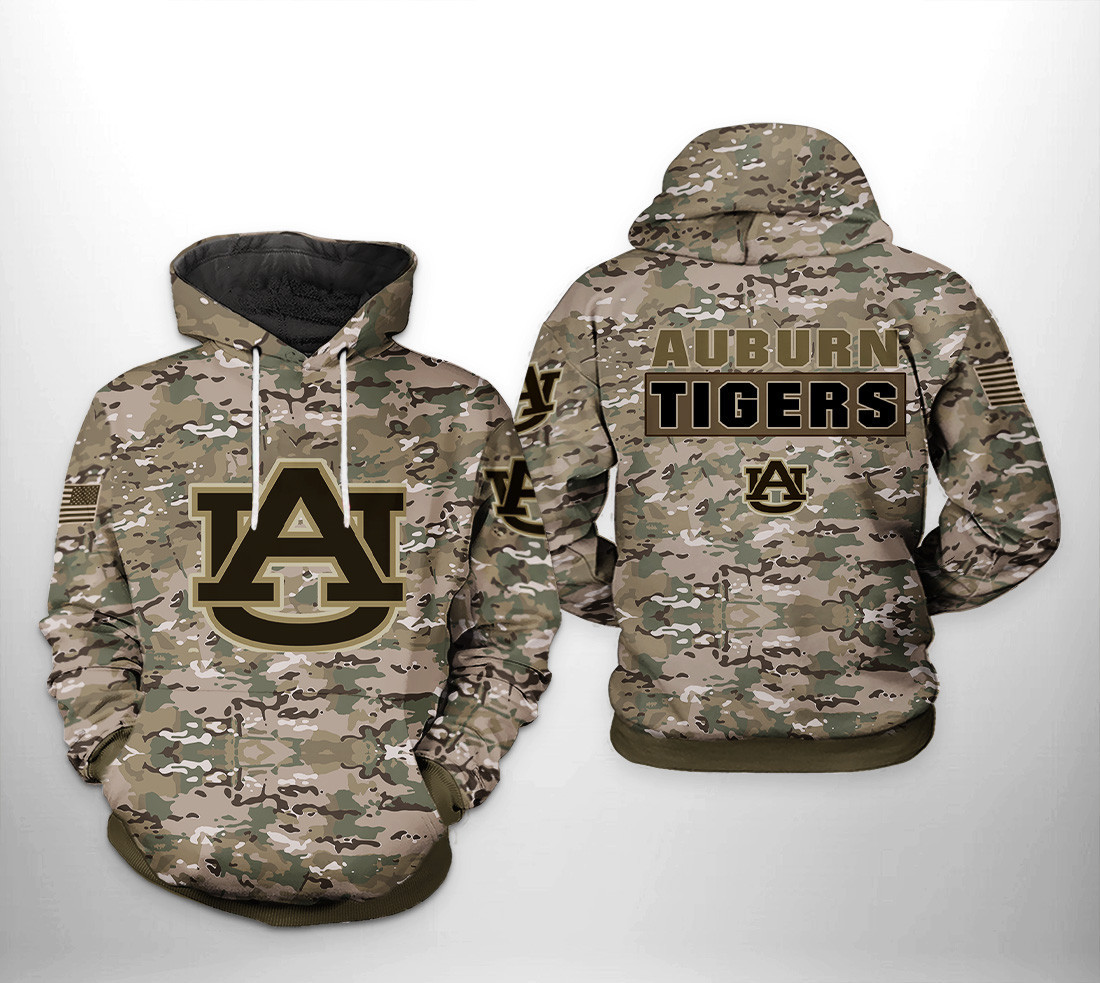 Auburn Tigers Camo Veteran 3D All Over Print Hoodie & Zip Hoodie