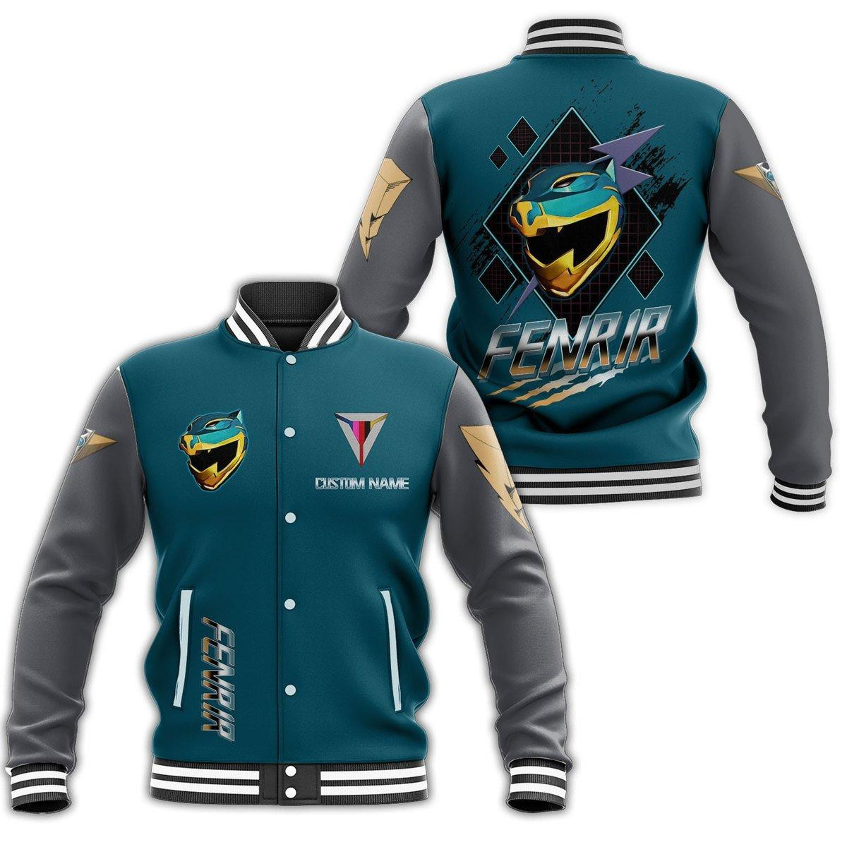 Gearhumans 3d Power Rangers Hyperforce Fenrir Custom Name Baseball Jacket 35, Gift Lover Baseball Jacket