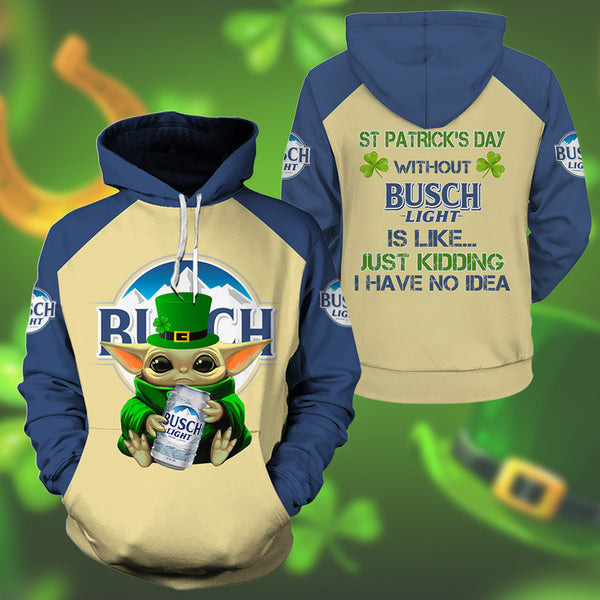 Yoda Busch Light St Patrick Day Hoodie, Gift For Fan 3d All Over Print Shirt Hoodie 2514