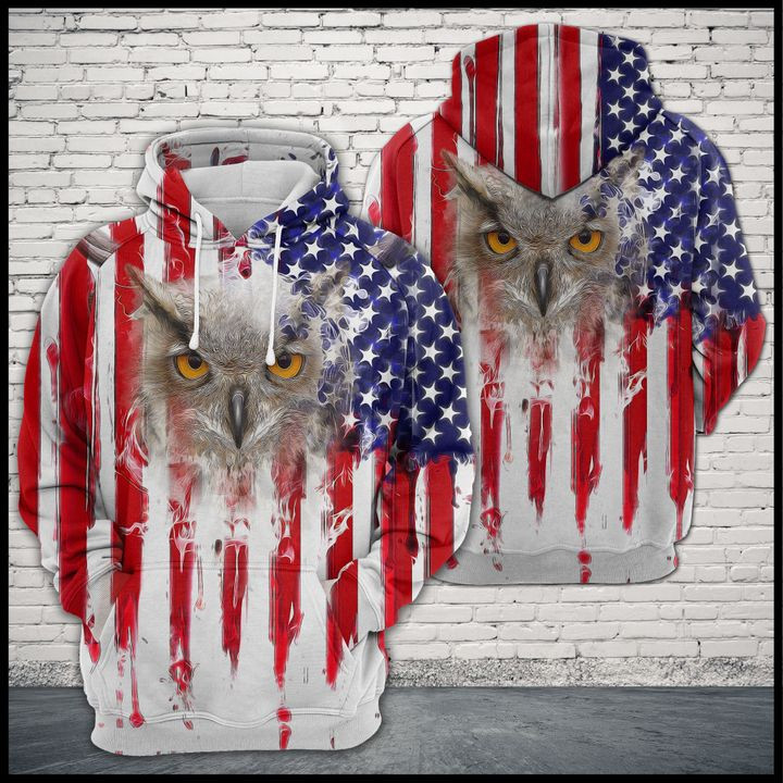 Owl Usa Flag 3D All Over Print Hoodie & Zip Hoodie