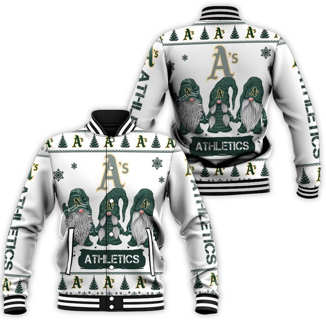Oakland Athletics Christmas Gnomes Baseball Jacket