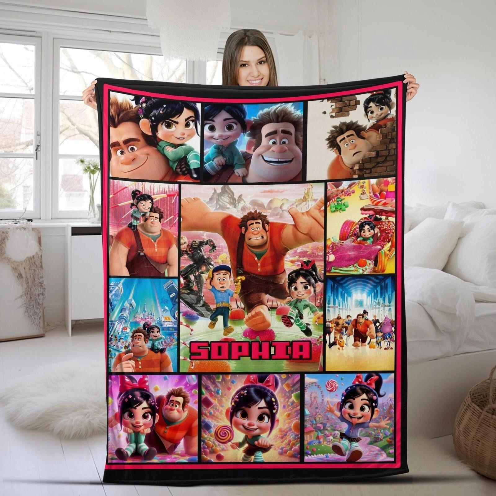 Personalized Name Wreck It Ralph Fleece Sherpa Blanket
