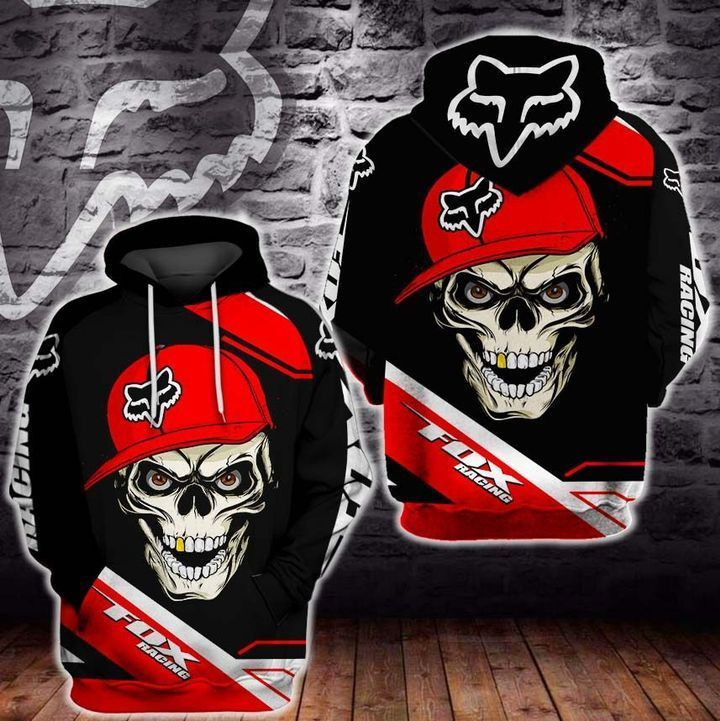 Red Hat Skull With Fx 3d Hoodie Zip Hoodie