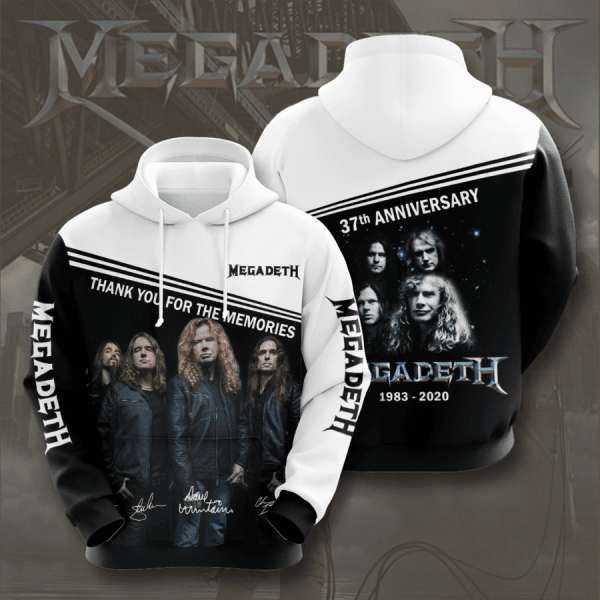 Megadeth 37th Anniversary 1983 2020 Signature Design Gift For Fan Custom 3d Hoodie All Over Printed Hoodie