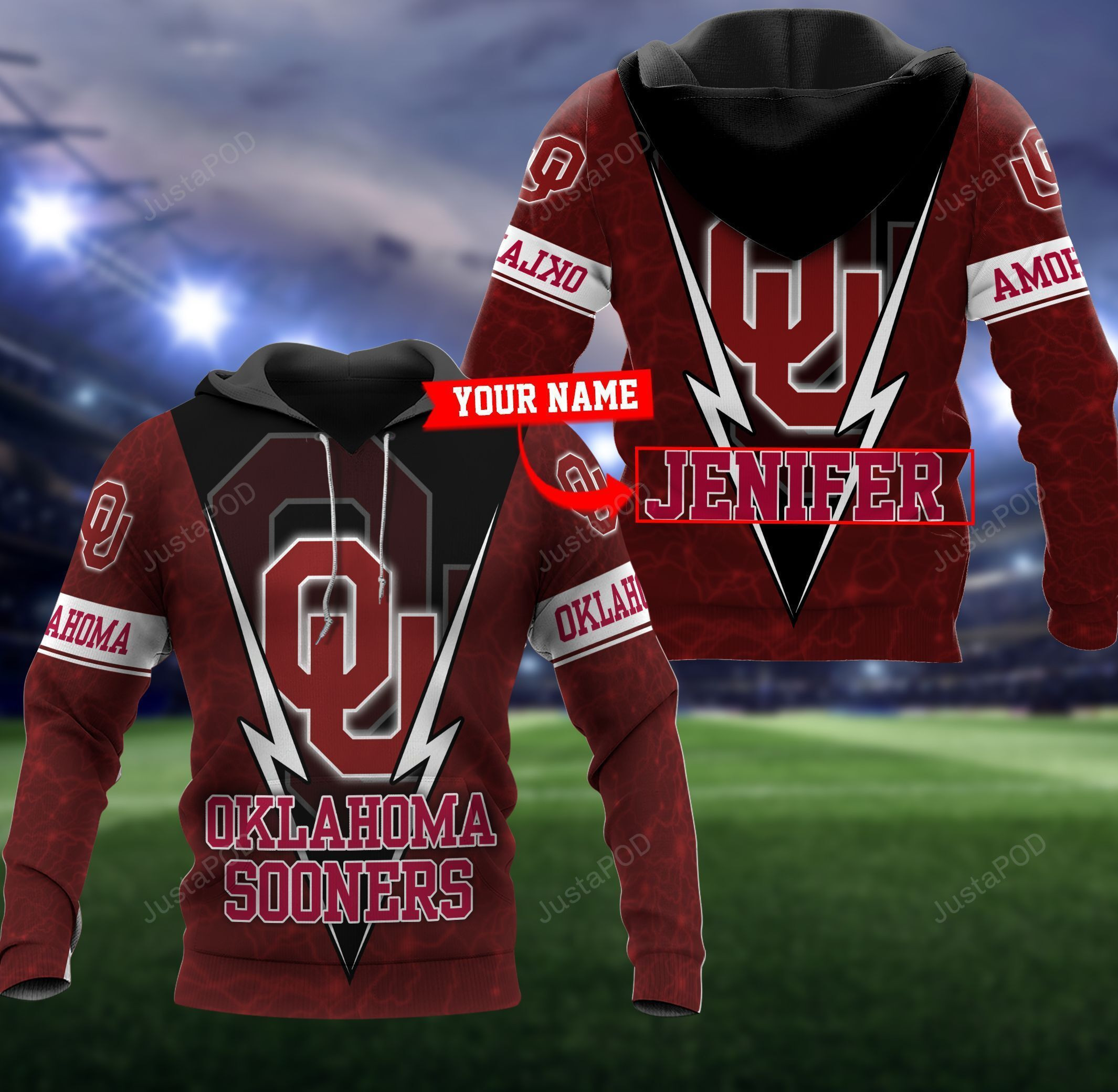 Personalized Oklahoma Sooners Football 3D All Over Print Hoodie & Zip Hoodie