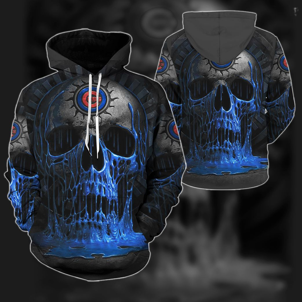 Chicago Cubs MLB Skull 3D All Over Print Hoodie & Zip Hoodie