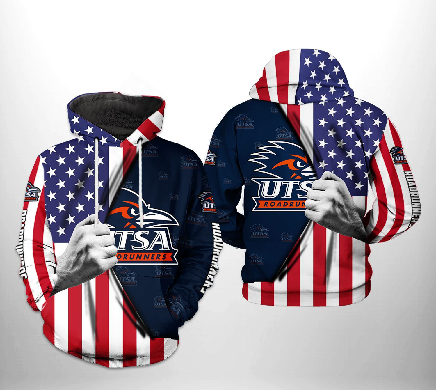 UTSA Roadrunners US Flag 3D All Over Print Hoodie & Zip Hoodie