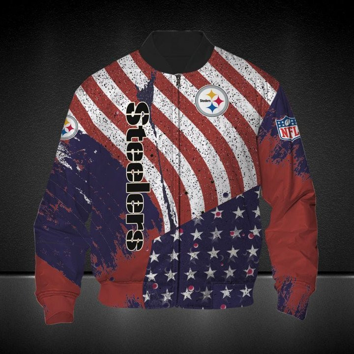 Pittsburgh Steelers American Flag Bomber Jacket