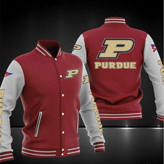 Purdue Boilermakers Red Grey Baseball Jacket
