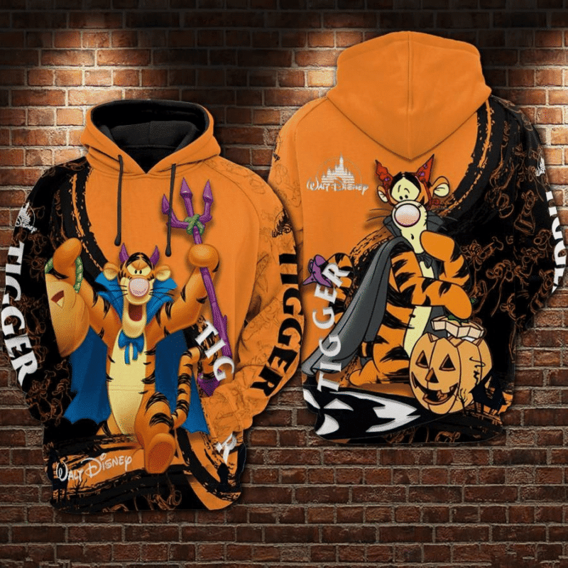 Winnie The Pooh Hoodie Evil Cosplay Tigger Halloween Orange 3d Hoodie Zip Hoodie