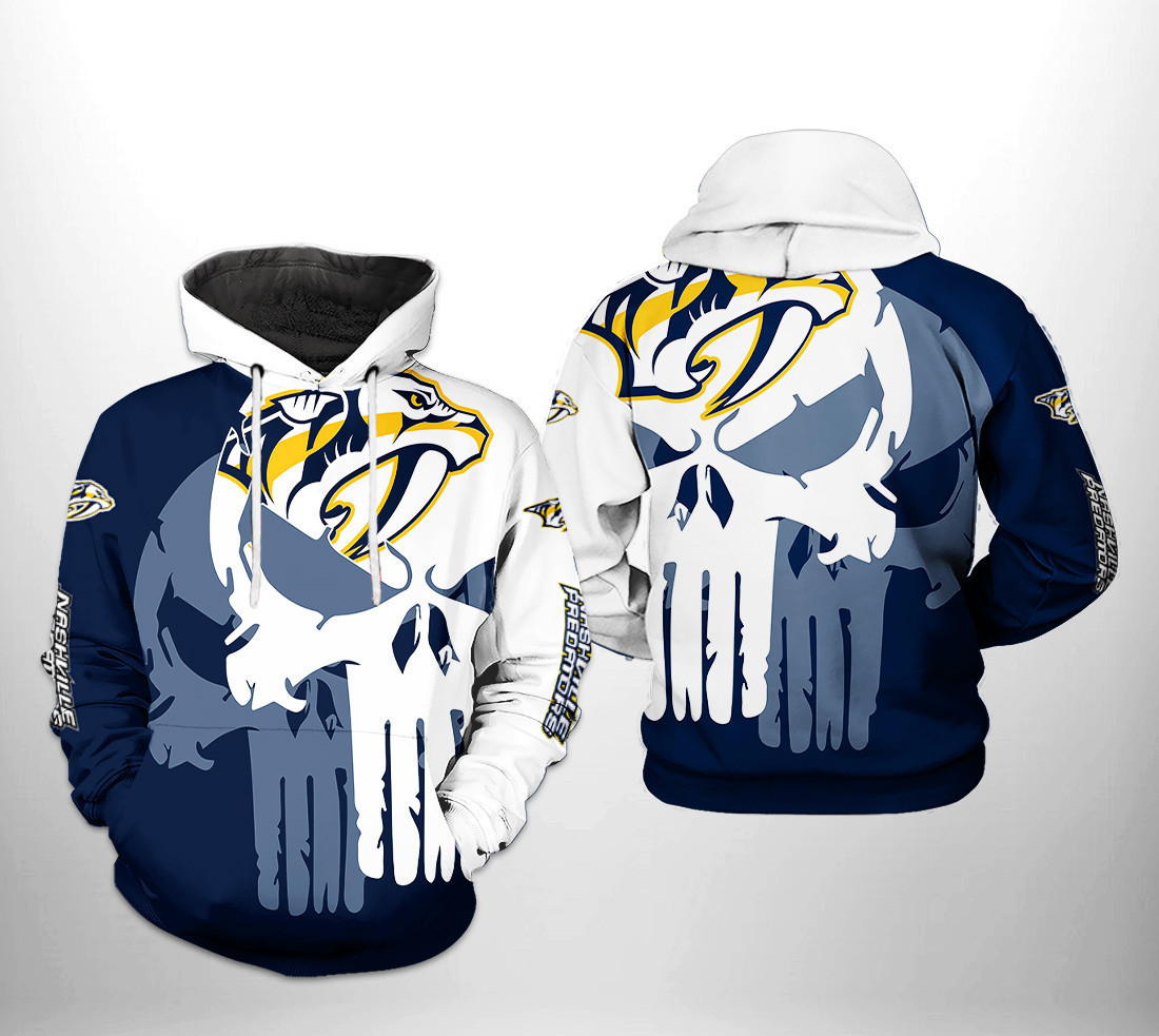 Nashville Predators Team Skull 3D All Over Print Hoodie & Zip Hoodie