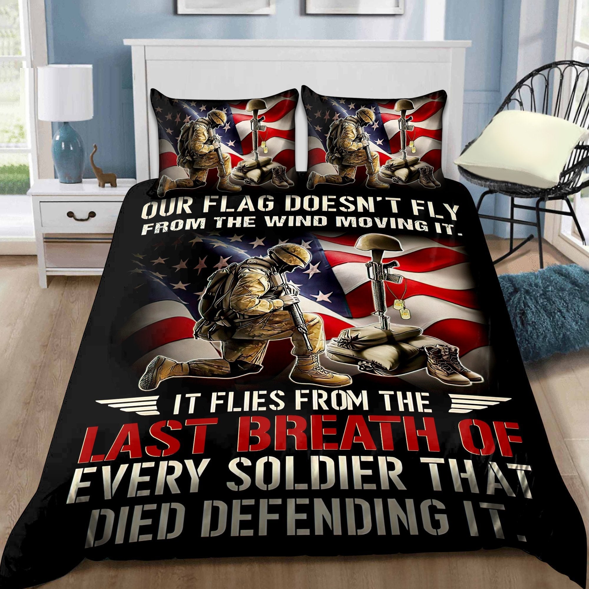 Veteran Bedding Set Our Flag Doesn't Fly From The Wind Moving It Duvet Covers