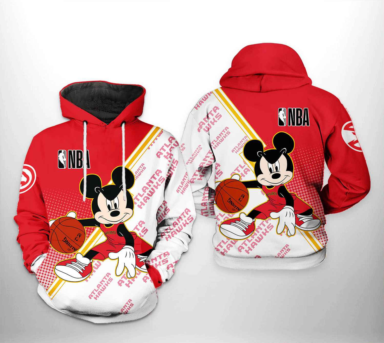 Atlanta Hawks Mickey 3D All Over Print Hoodie & Zip Hoodie