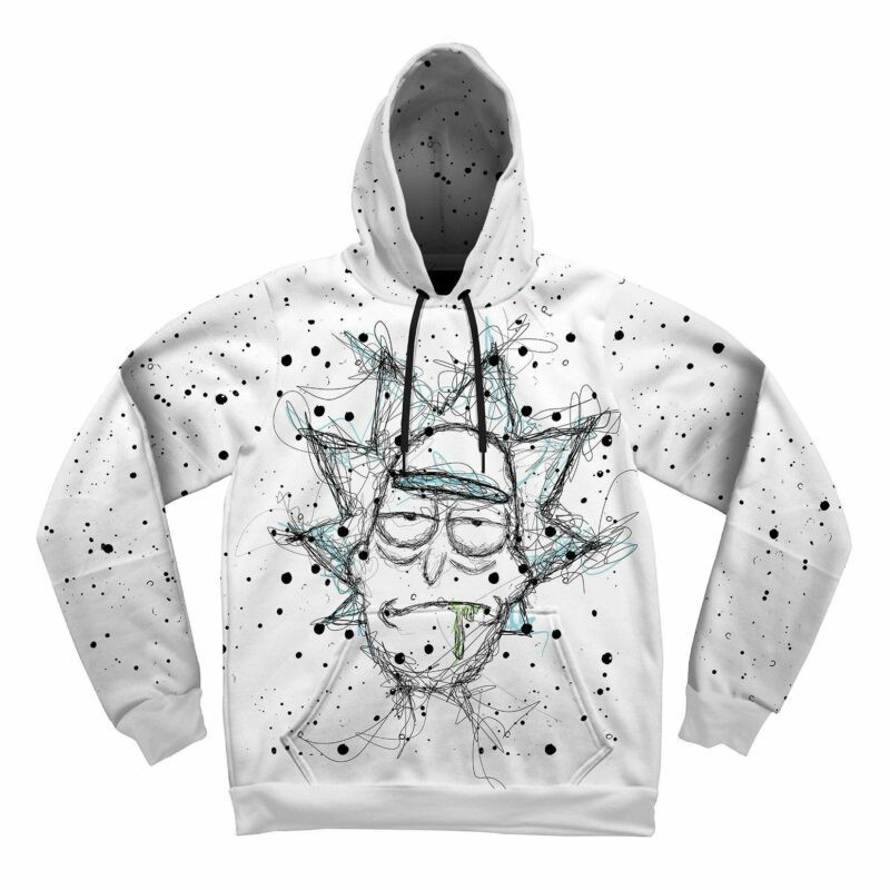 Scribble Rick Cartoon And Morty Gift  Over Print 3d Hoodie Zip Hoodie
