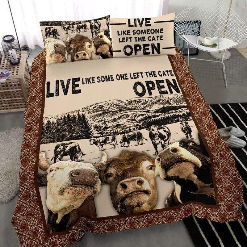 Cow Bedding Set Live Like Someone Left The Gate Open Duvet Covers
