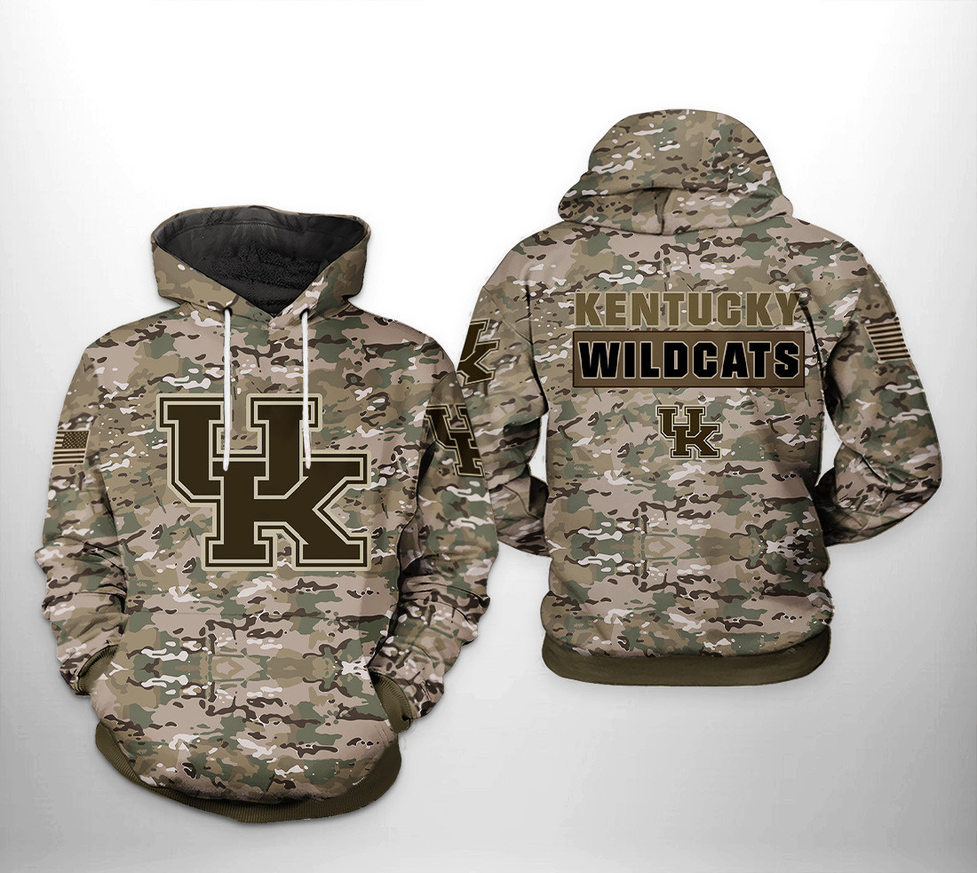 Kentucky Wildcats Camo Veteran 3D All Over Print Hoodie & Zip Hoodie