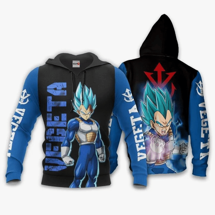 Dbz Vegeta Saiyan Blue Dragon Ball 3d Hoodie Zip Hoodie