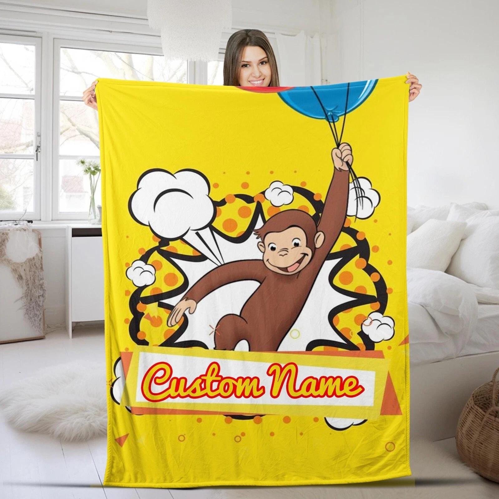 Personalized Curious George Blanket Curious George Fleece Sherpa Blanket