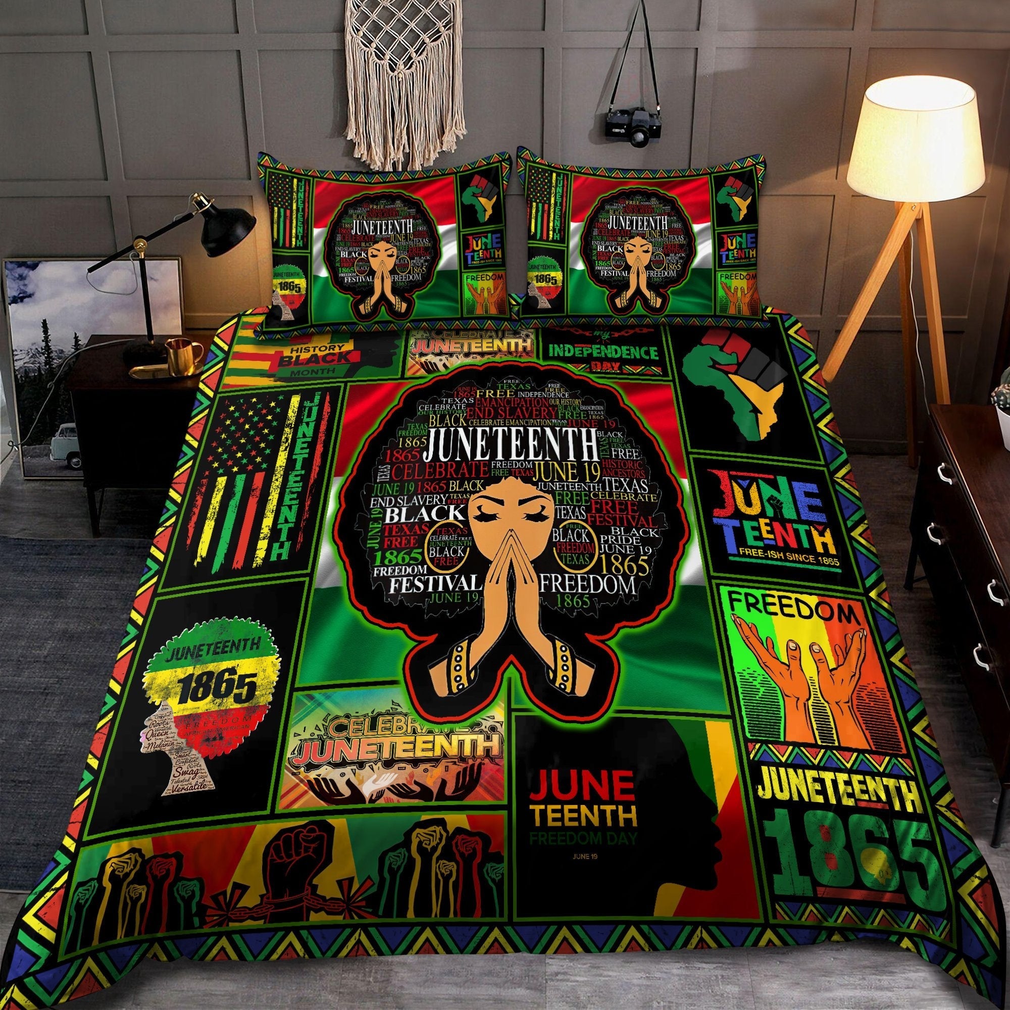 Juneteenth Bedding Set Juneteenth Retro Girl Freedom 1865 Duvet Covers