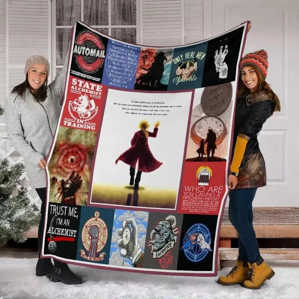 Fullmetal Alchemist Blanket  FMA Quotes Fleece Sherpa Blanket