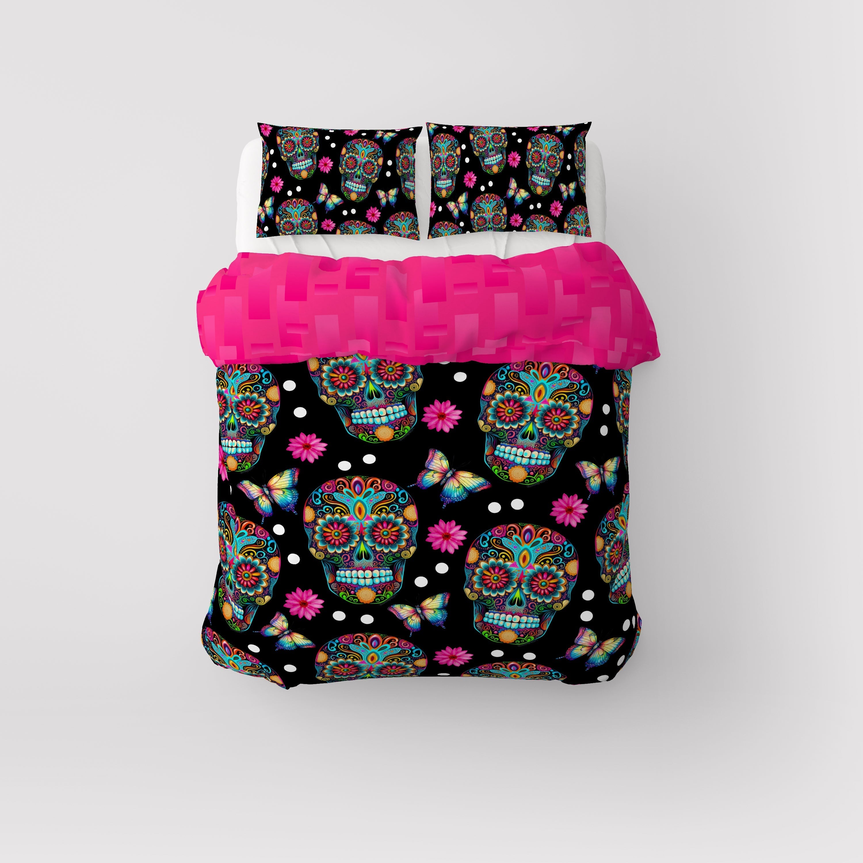 Skull Bedding Set Sugar Skulls With Flowers Duvet Covers