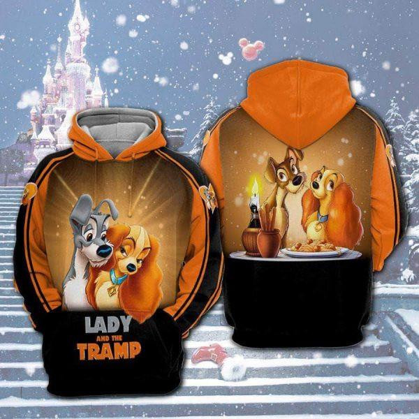 Lady And The Tramp Cartoon 2k747 Lover Gift All Over Print 3d Hoodie
