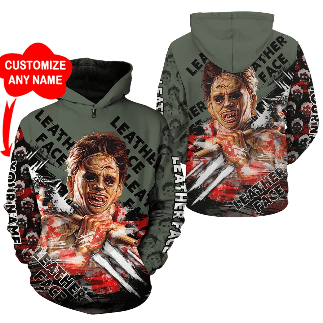 Personalized Leatherface Horror Movie Characters Aop Hoodie Zip Hoodie