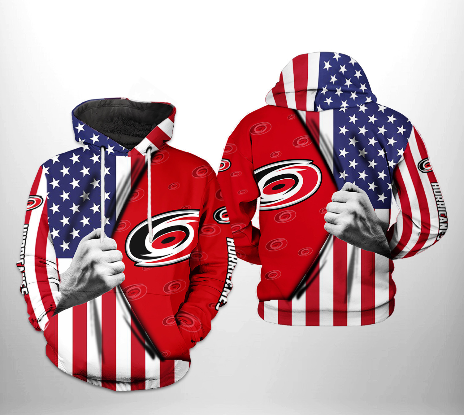 Carolina Hurricanes US FLag 3D All Over Print Hoodie & Zip Hoodie