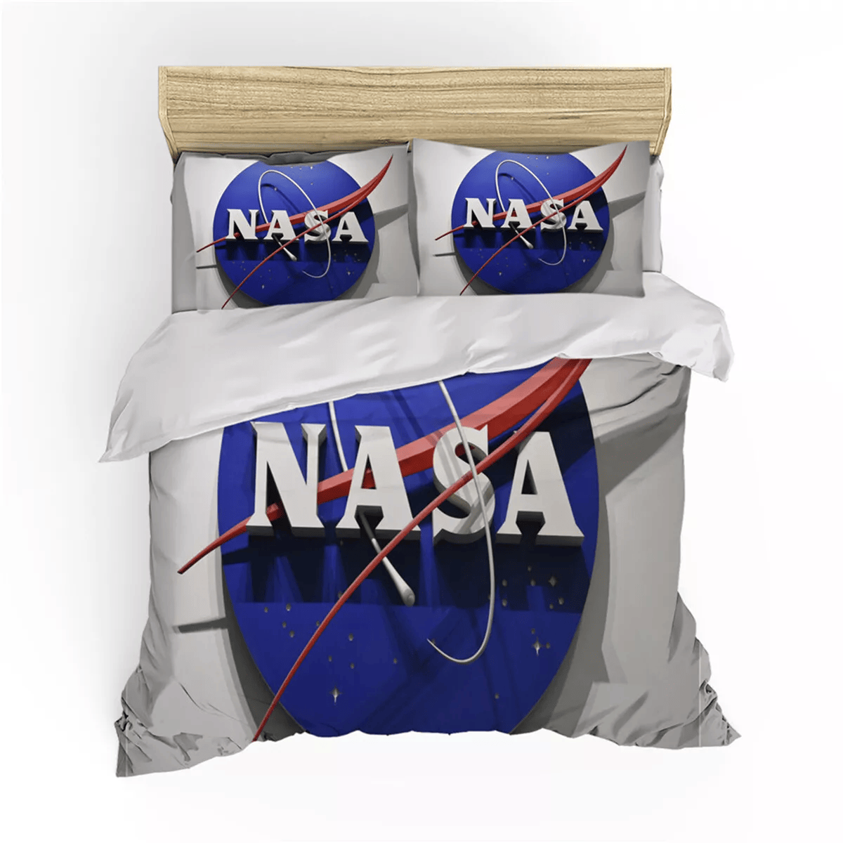 NASA Bedding Set NASA Symbol 3D Graphic Duvet Covers White