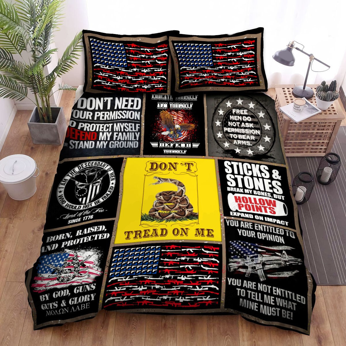 Veteran Bedding Set Free Men Do Not Ask To Permission To Bear Arms Duvet Covers