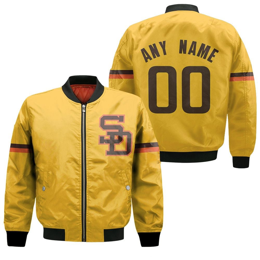 San Diego Padres Custom Name Number Golden Bomber Jacket