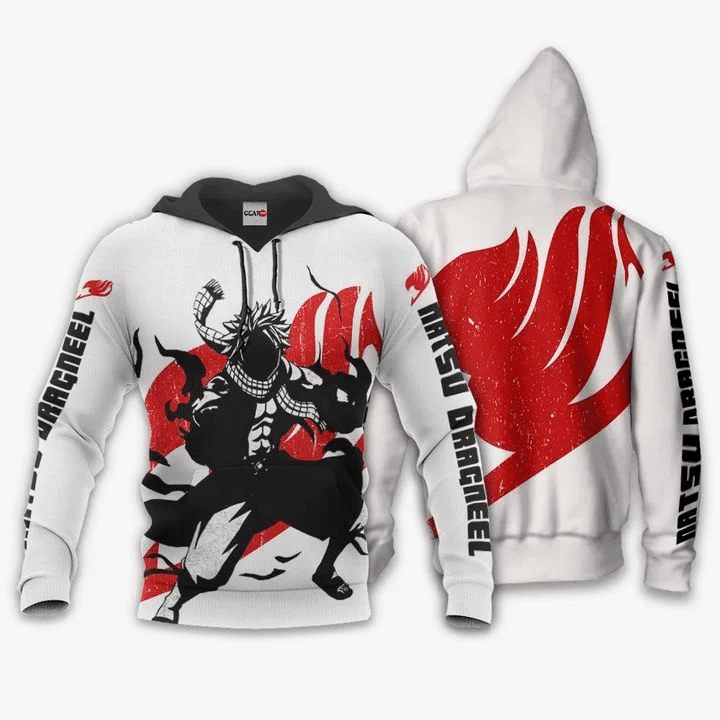 Natsu Dragneel Fairy Tail Silhouette 3d Hoodie Zip Hoodie