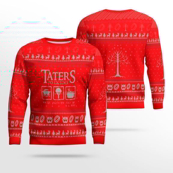 Taters Potatoes Ugly Sweater- Taters Potatoes Sweater- Christmas Sweater- Lord Of The Rings Red