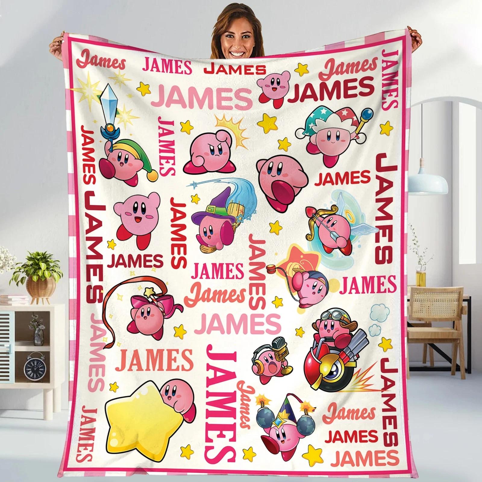 Personalized Watercolor Kirby Fleece Sherpa Blanket