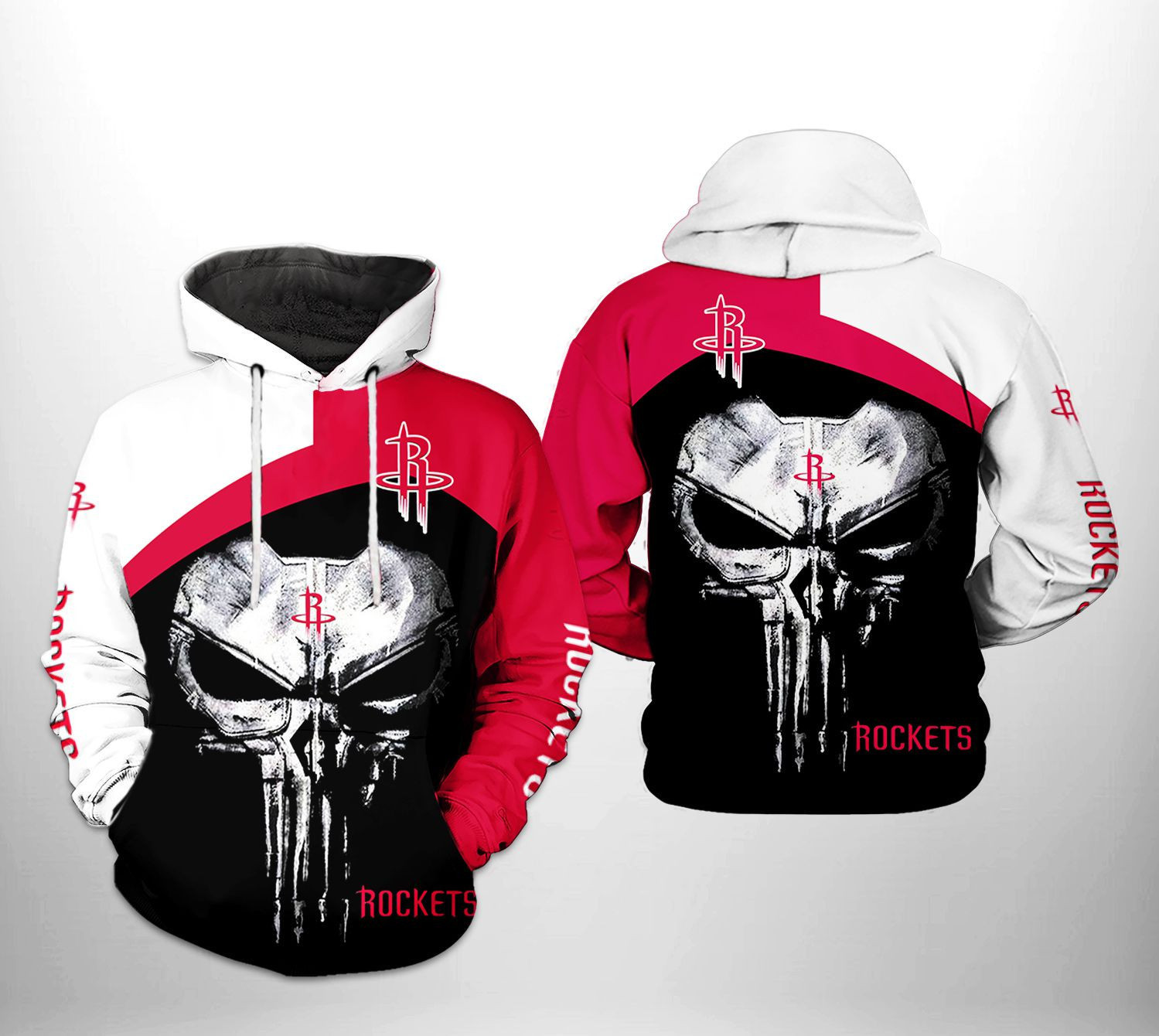 Houston Rockets Skull Punisher Team 3D All Over Print Hoodie & Zip Hoodie