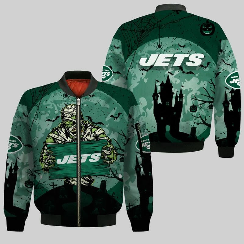 New York Jets Green Mummy Halloween Bomber Jacket