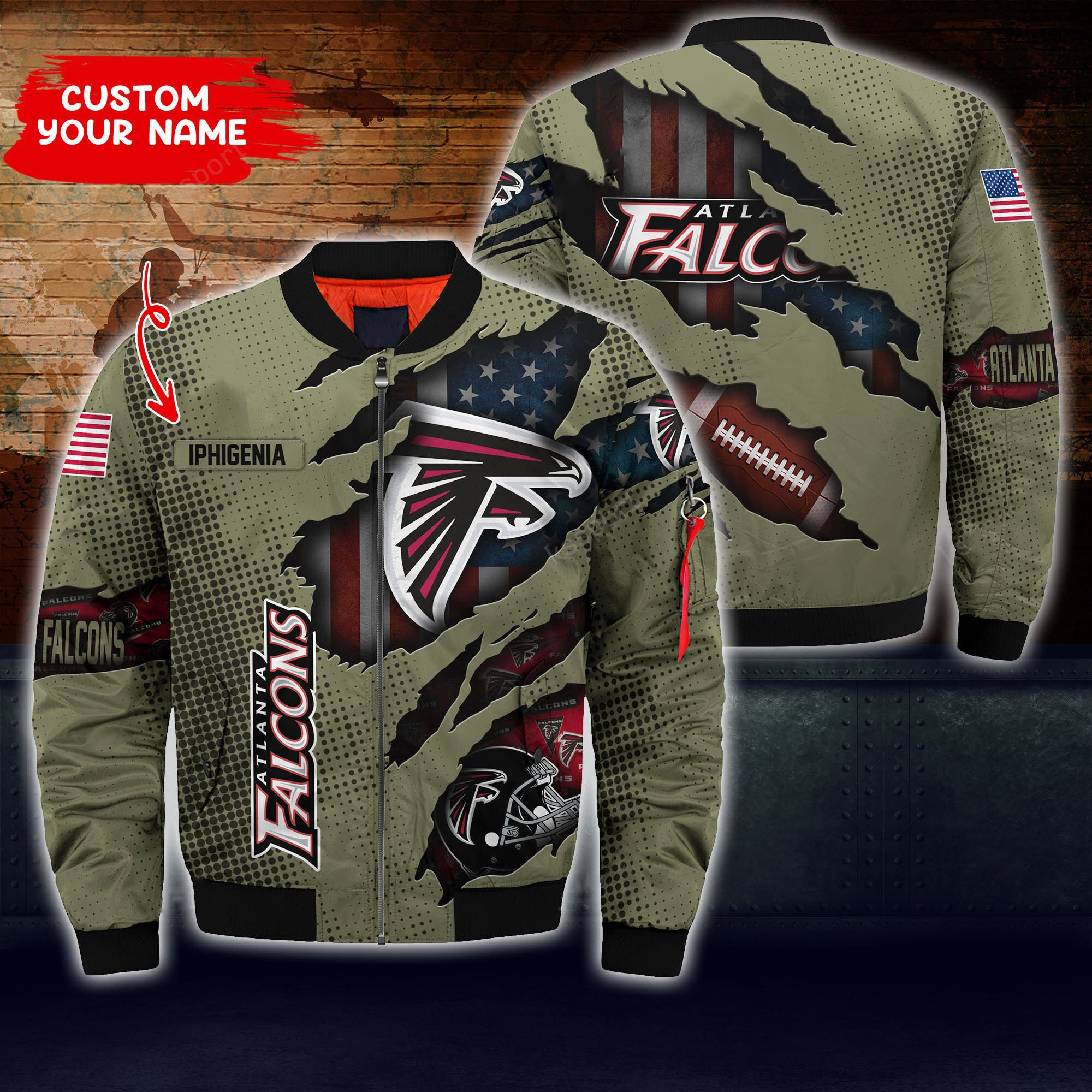 Atlanta Falcons Personalized Thick Bomber Jacket CS41
