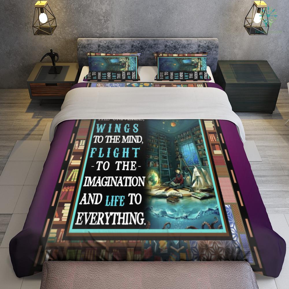 Book Bedding Set Book Give A Soul To The Universe Duvet Covers Blue