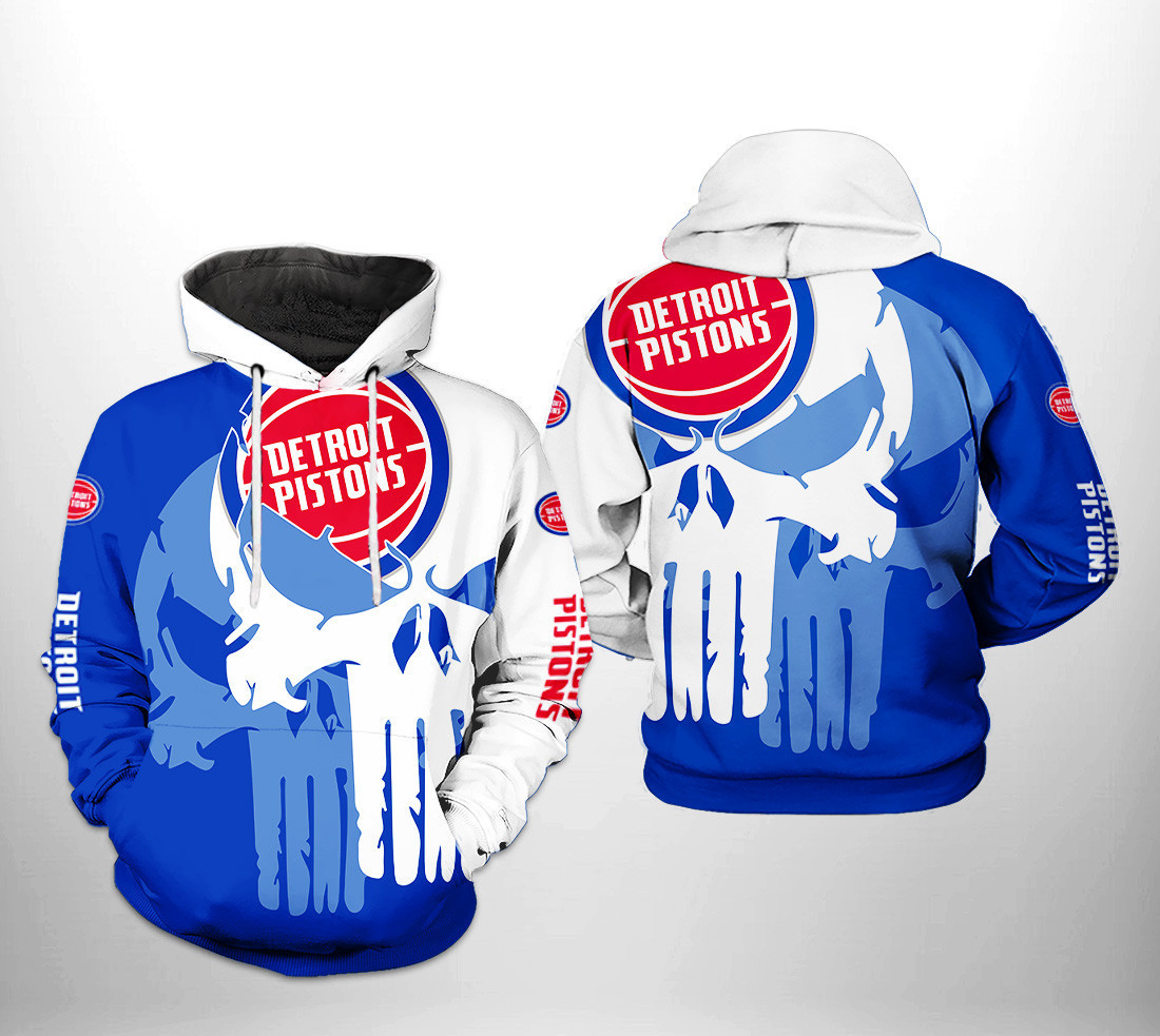 Detroit Pistons Team Skull 3D All Over Print Hoodie & Zip Hoodie
