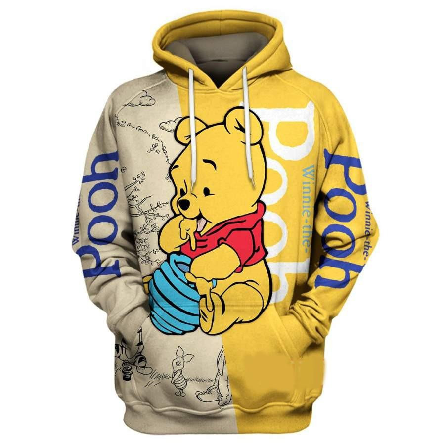 Adorable Winnie-the-pooh Eating Honey Art, Pooh Bear All Over Print Hoodie