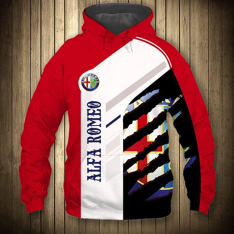 Alfa Romeo Luxury Sport Car 5k446 Cartoon 3d Hoodie Zip Hoodie